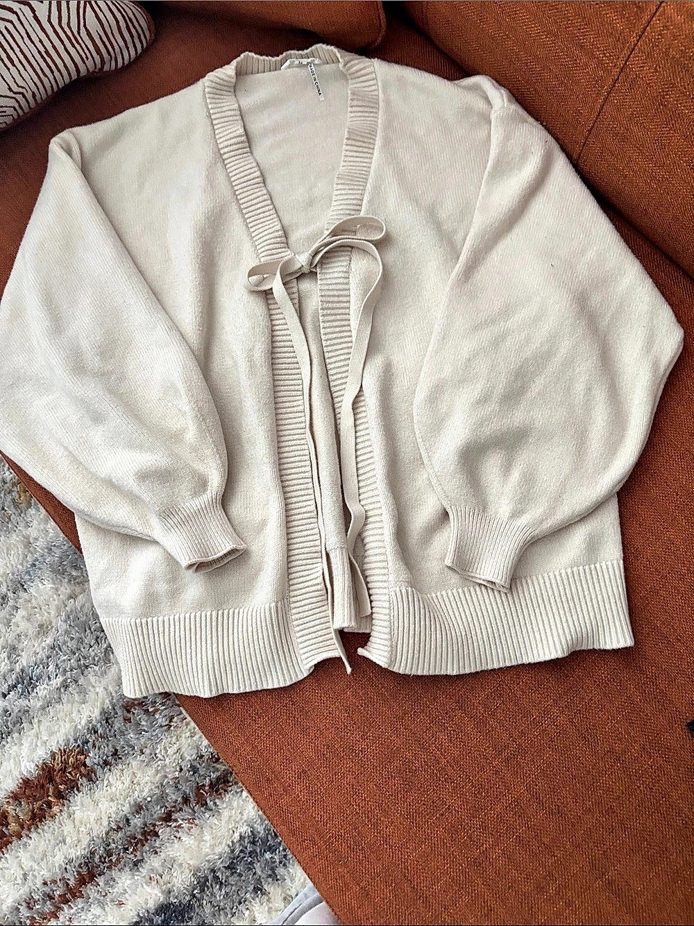 Mimosa Tie-Front Cardigan in Cream Size Medium